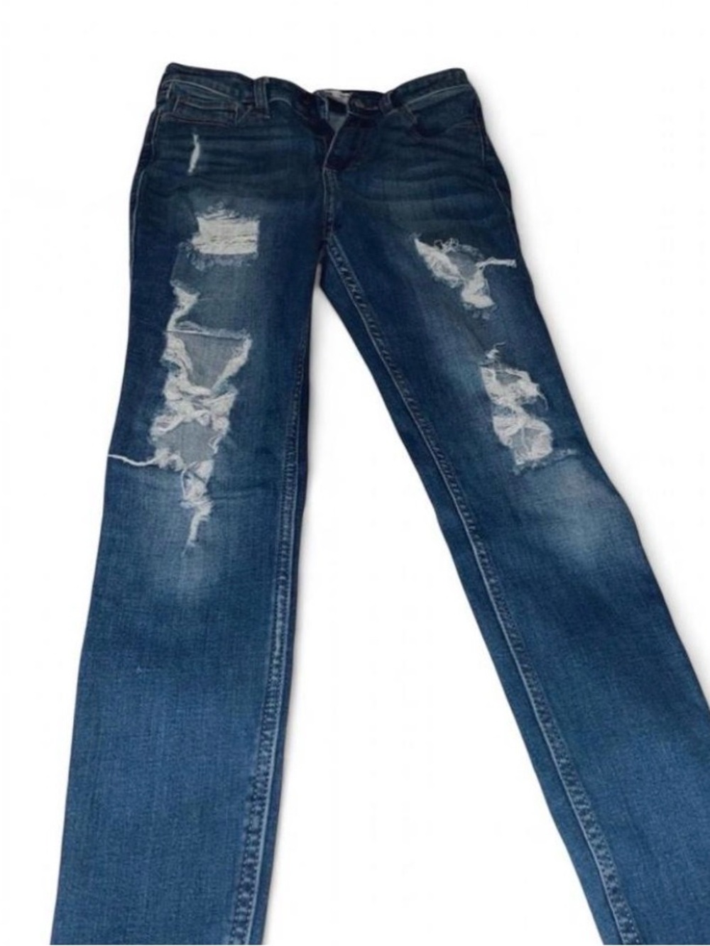 Hollister Women's Distressed Dark Blue Skinny Jeans
